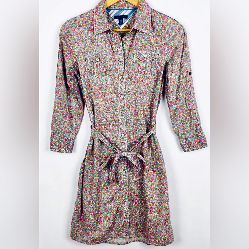 Vintage Tommy Hilfiger 3/4 Spring Bouquet Button (Snap) Shirt Dress